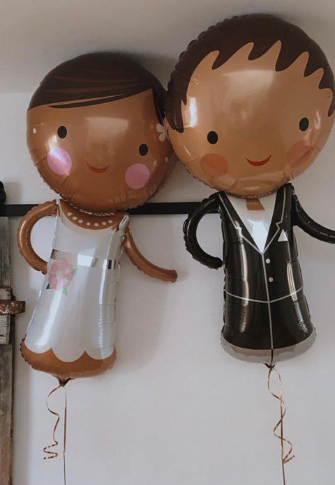 Folienballons zur Hochzeit | Braut + Bräutigam | ca. 100cm | inkl. Heliumfüllung & Beschwerung