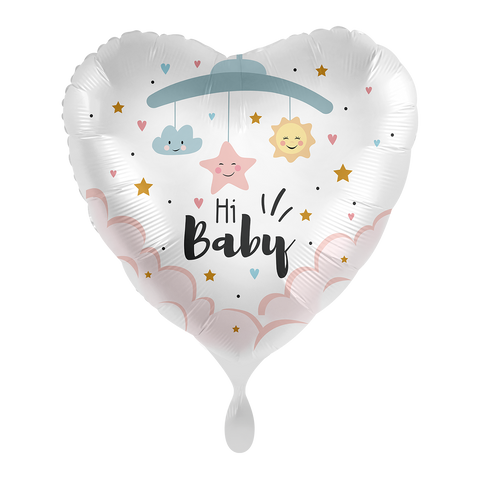 Folienballon zur Geburt | Hi Baby | ca. 43cm | inkl. Heliumfüllung