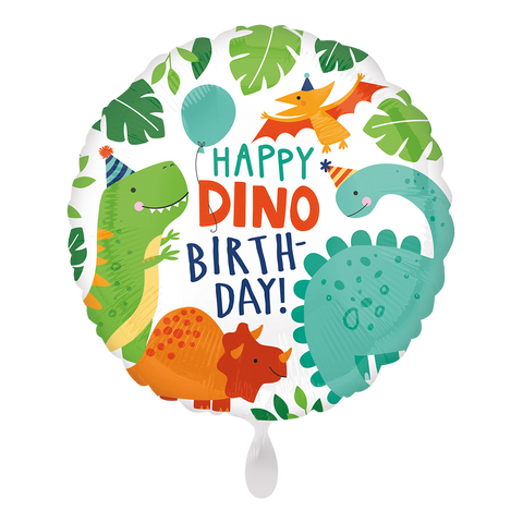 Folienballon zum Geburtstag | Happy Dino Birthday | Kindergeburtstag | 45cm | inkl. Heliumfüllung