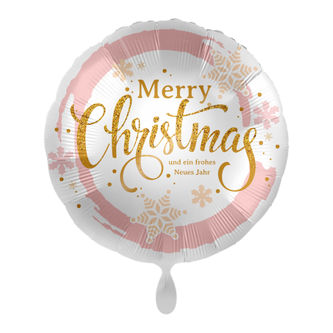 Folienballon Weihnachten | Merry Christmas und ein frohes Neues Jahr | rund | 45cm | inkl. Heliumfüllung